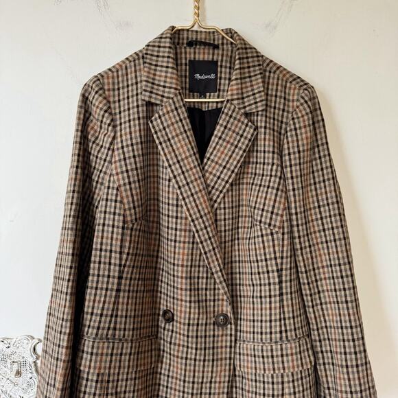 Madewell Dorset Blazer in Tan Coster Plaid 1X - Picture 6 of 11